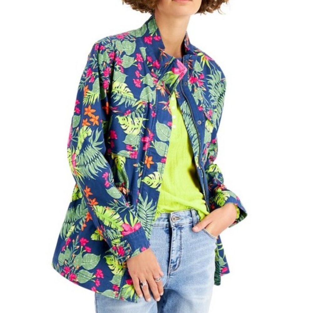 Style & Co Printed Utility Jacket XXL